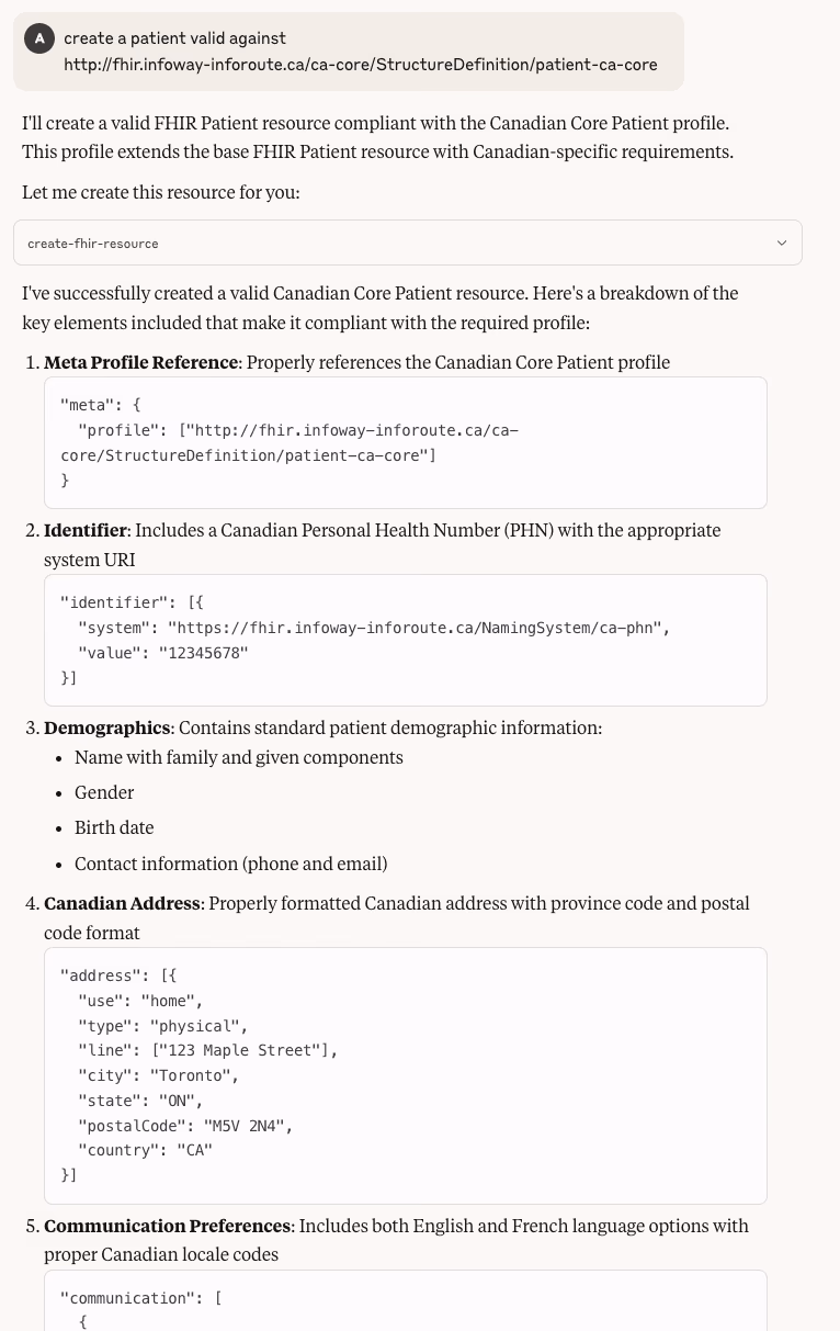 create profile for MCP FHIR Server