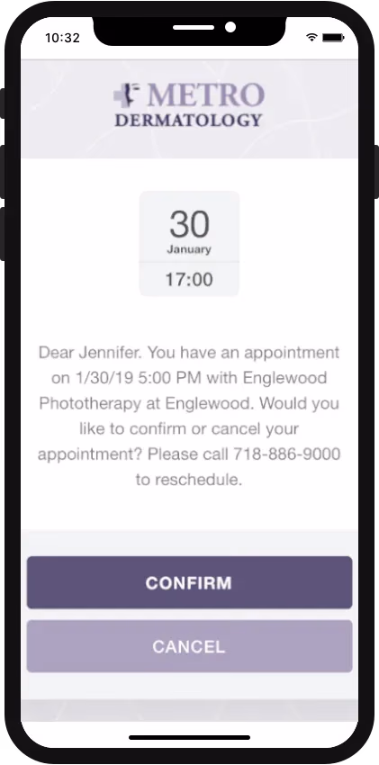 SMS notification UI