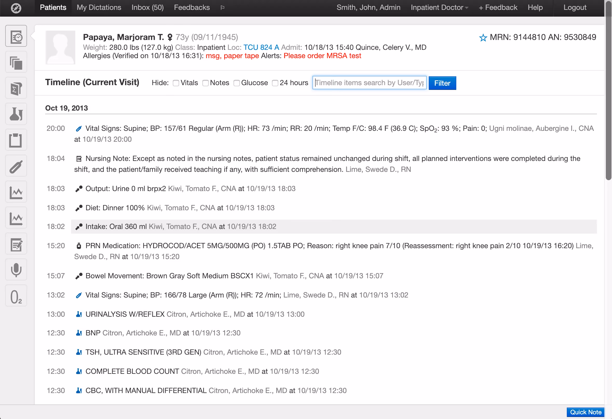 Timeline view