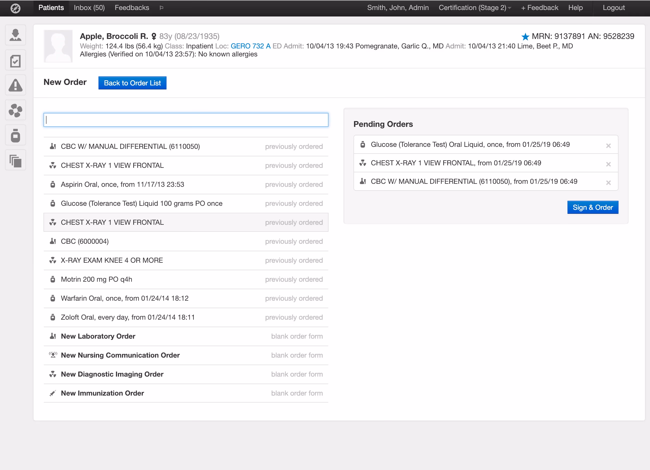 Orders view